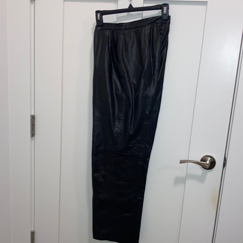 Petite black leather pants.